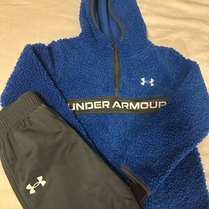 Under Armour Royal Blue Fleece Pullover and Charcoal Pants